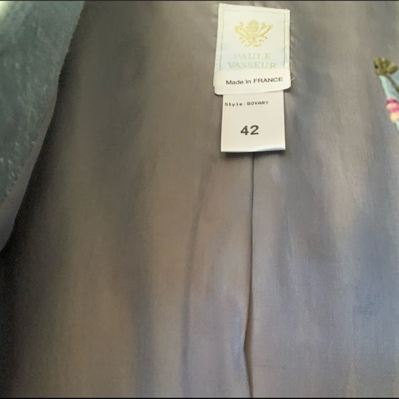 Vintage Paule Vasseur Made In France 100% Silk Embroidered Pant Suit - Picture 8 of 16